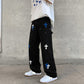 Baggy Cross Print Denim Pants