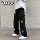 Baggy Cross Print Denim Pants