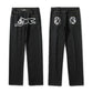 Dog Print Black Streetwear Jeans