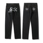 Dog Print Black Streetwear Jeans