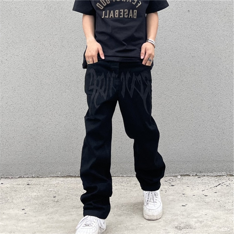 New Korean Fashion Loose Jeans Classic Straight Straight Baggy Wide Leg  Trousers Street Hip Hop Pants 3XL Black Grey Blue, Men's Fashion, Bottoms,  Jeans on Carousell
